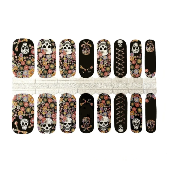 5 for $15 Nail Wrap - Skull & Flowers - Picture 2 of 6